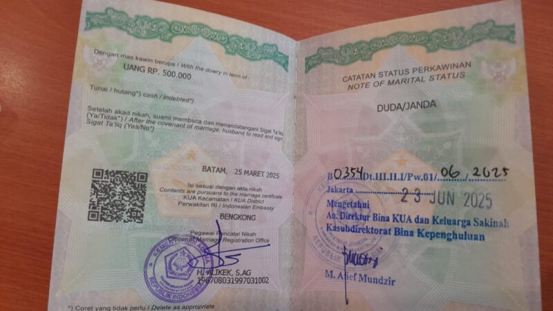 Contoh Legalisir Buku Nikah di Bimas Islam Kemenag Jakarta