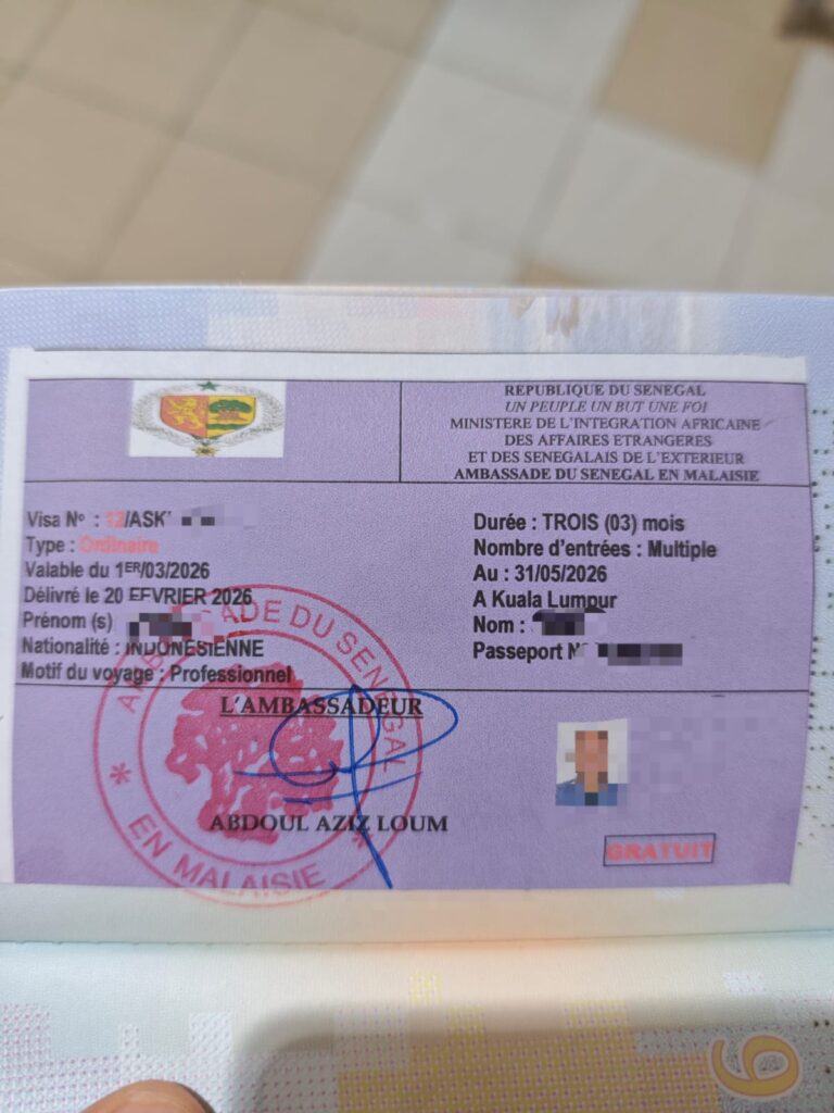 Pengalaman Mengajukan Visa Senegal dari Indonesia