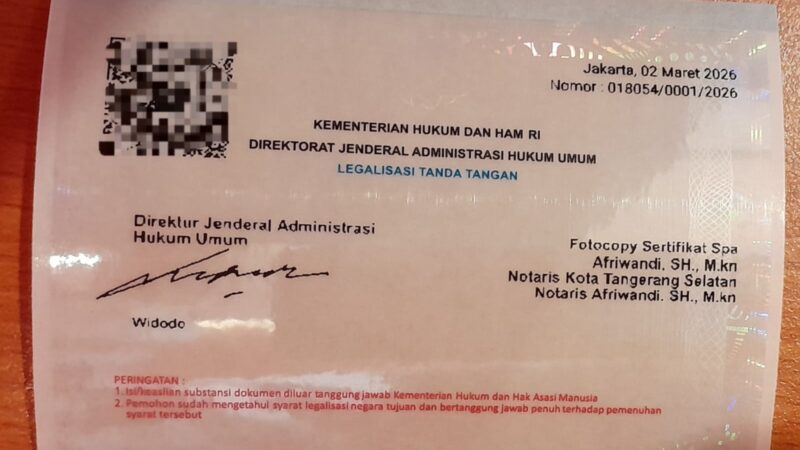 Stiker Legalisasi di Kemenkumham, Bagaimana Syaratnya ?