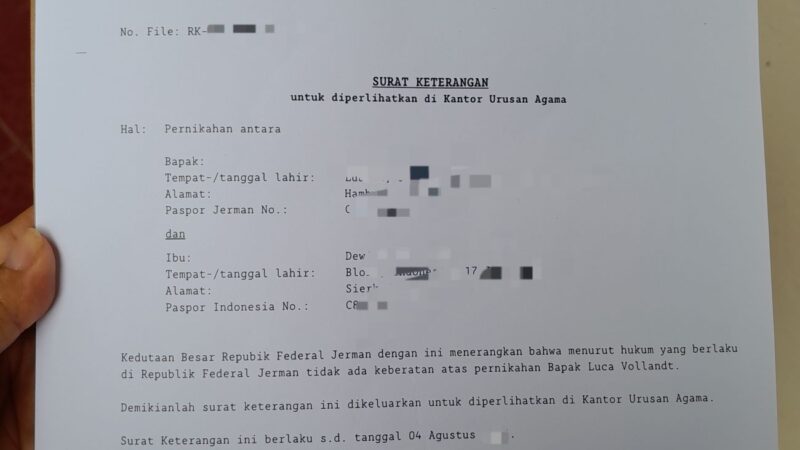 Menikah dengan WNA Jerman di Indonesia, Syarat Mengurus CNI